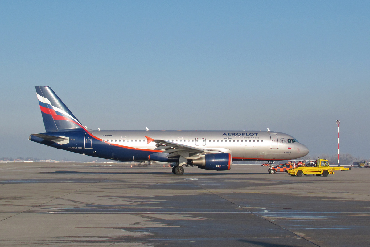 A320-214 Aeroflot Russian Airlines VP-BRX Zagreb_Pleso (ZAG/LDZA) February_1_2010