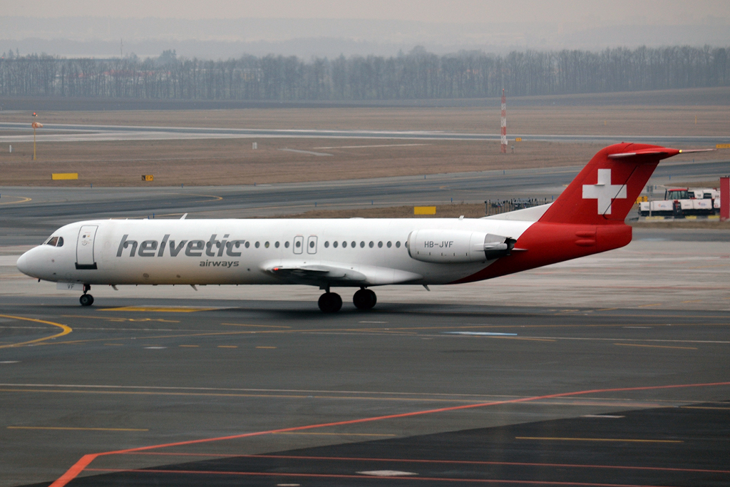 Fokker 100 (F-28-0100) Helvetic Airways HB-JVF Prague_Ruzyne (PRG/LKPR) February_11_2013