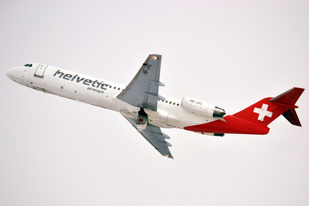 Fokker 100 (F-28-0100) Helvetic Airways HB-JVC Prague_Ruzyne (PRG/LKPR) January_20_2013