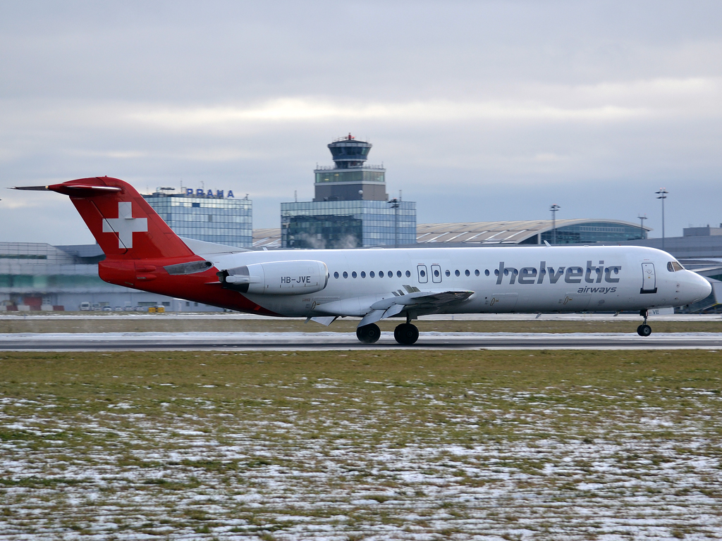 Fokker 100 (F-28-0100) Helvetic Airways HB-JVE Prague_Ruzyne (PRG/LKPR) December_16_2012