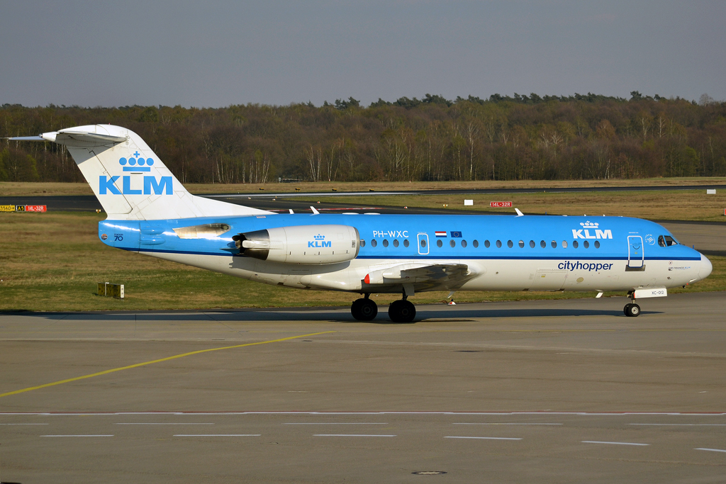 Fokker 70 (F-28-0070) KLM Cityhopper PH-WXC Cologne_Bonn (CGN/EDDK) April_08_2012