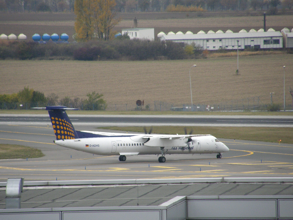 DHC-8-402Q Dash 8 Lufthansa Regional (Augsburg Airways) D-ADHS Prague_Ruzyne October_28_2009