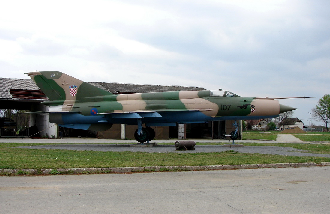 Mikoyan-Gurevich MiG-21bis Croatia Air Force 107 Off Airport Vukovar April_16_2012.
