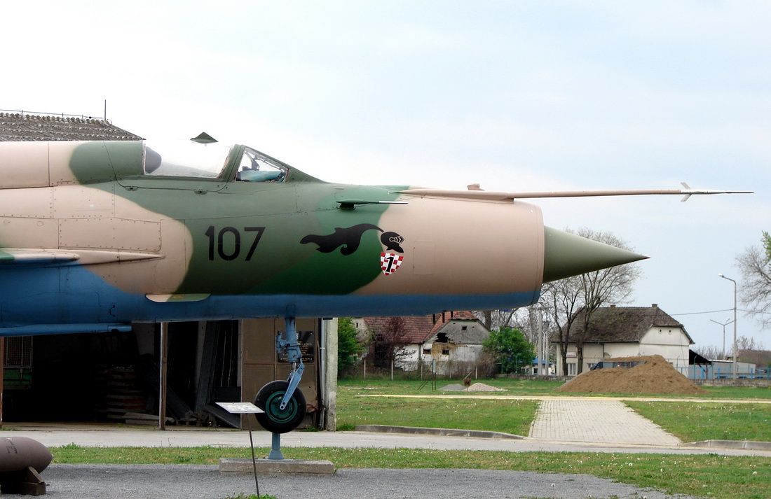 Mikoyan-Gurevich MiG-21bis Croatia Air Force 107 Off Airport Vukovar April_16_2012.