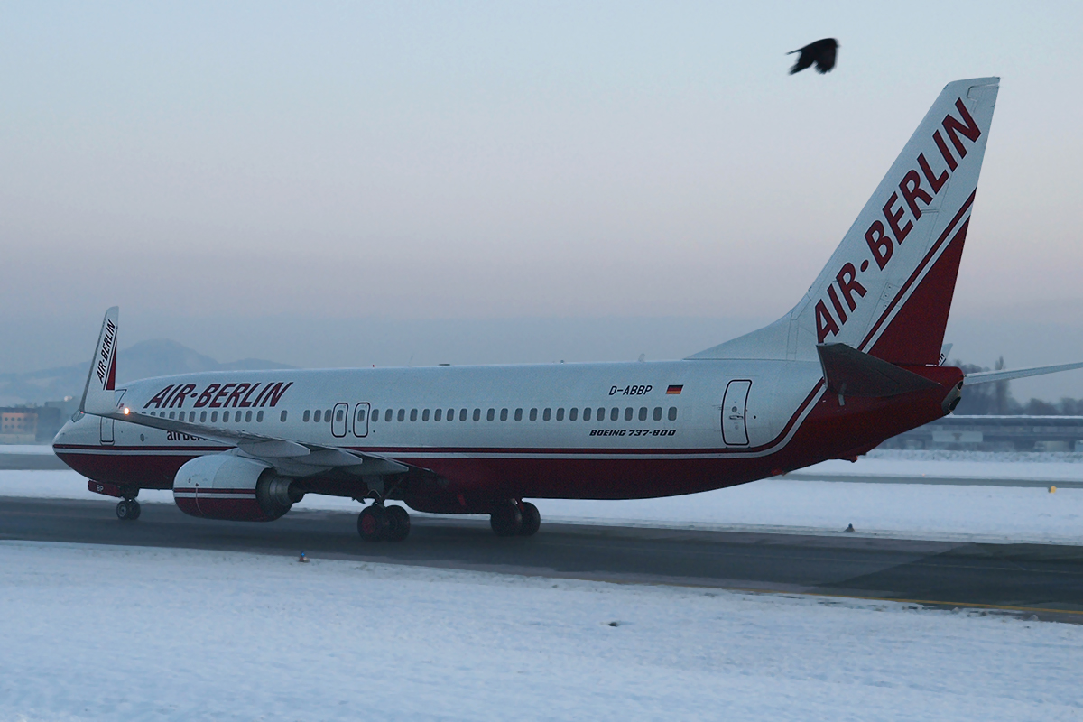 B737-86J Air Berlin D-ABBP Salzburg January_16_2010